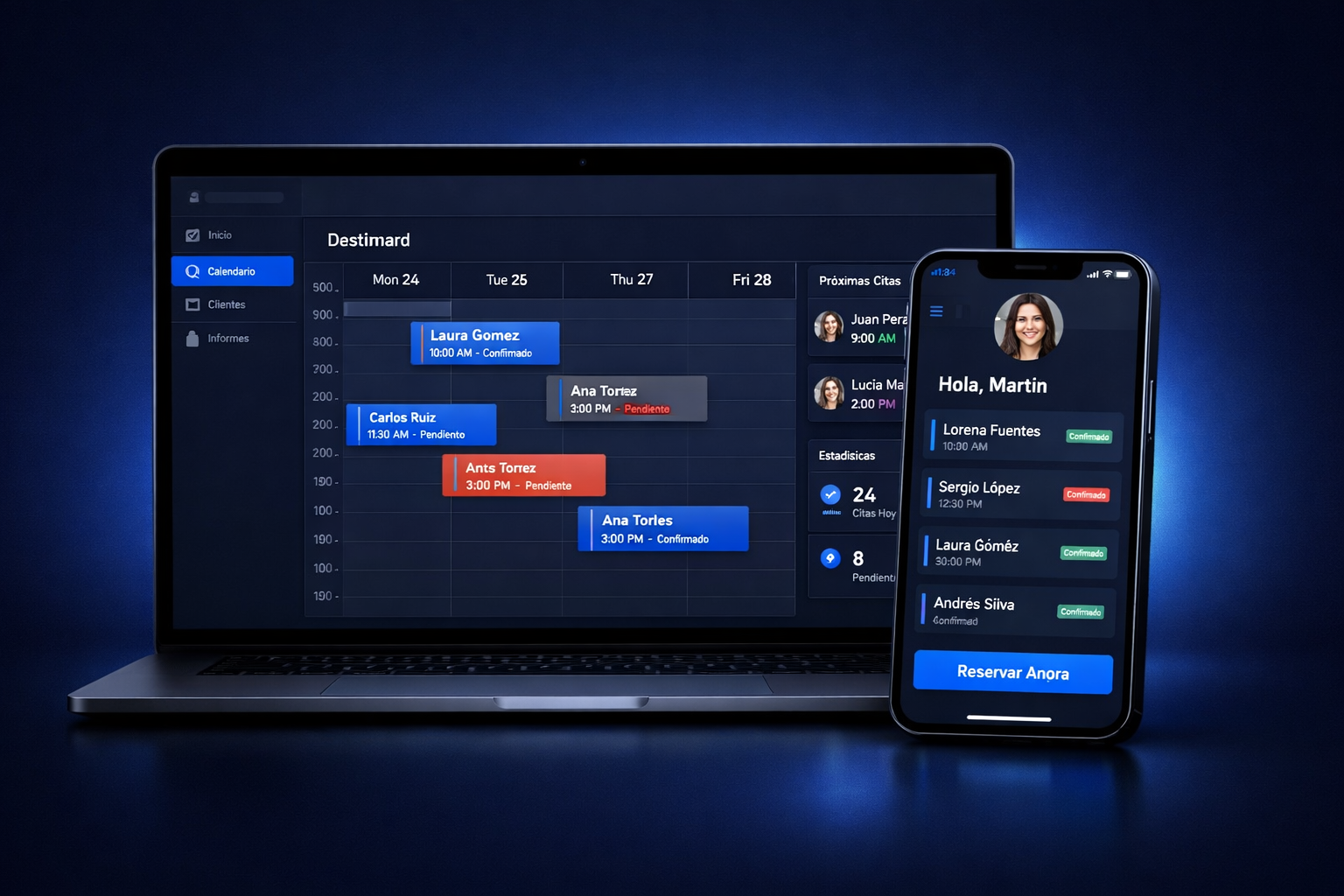 Zitapp dashboard en computador y celular